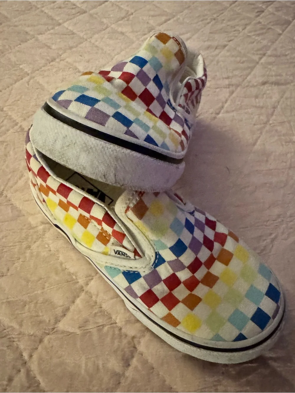 Vans Kids Multicolor Rainbow Checkerboard Slip-On Sneakers